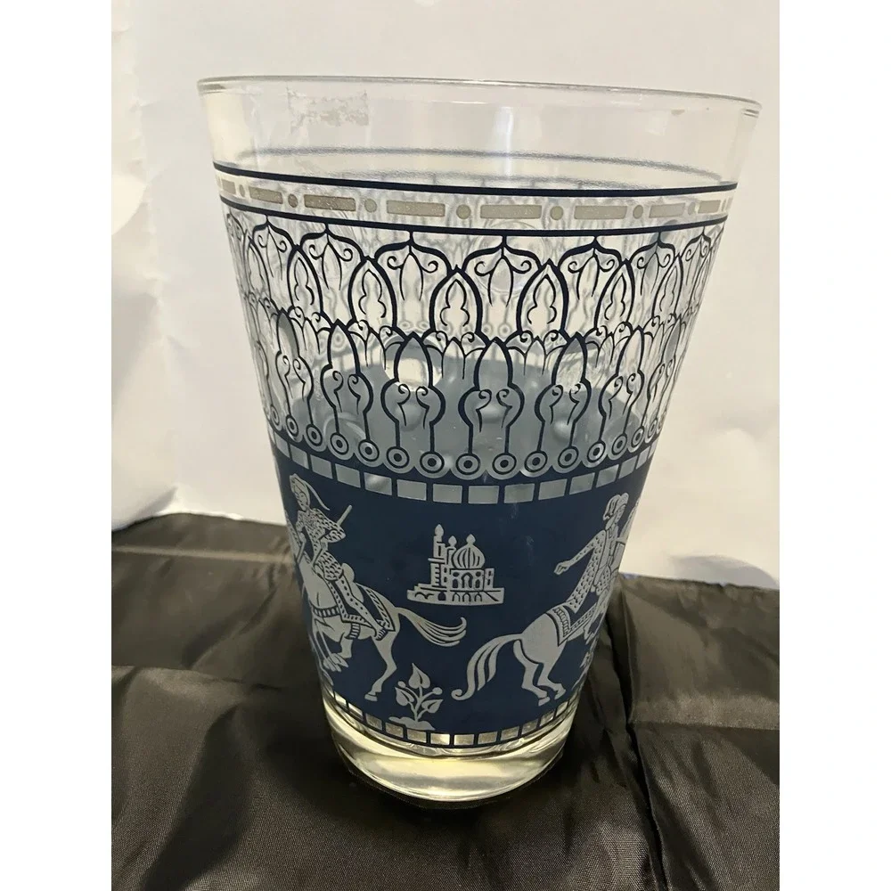 Vintage Hazel-Atlas Glass Edgewood Blue Arabian Nights Mid Century Ice BucketBar
